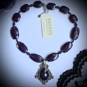 Purple Quartz Sterling Silver Necklace NWT Barse
